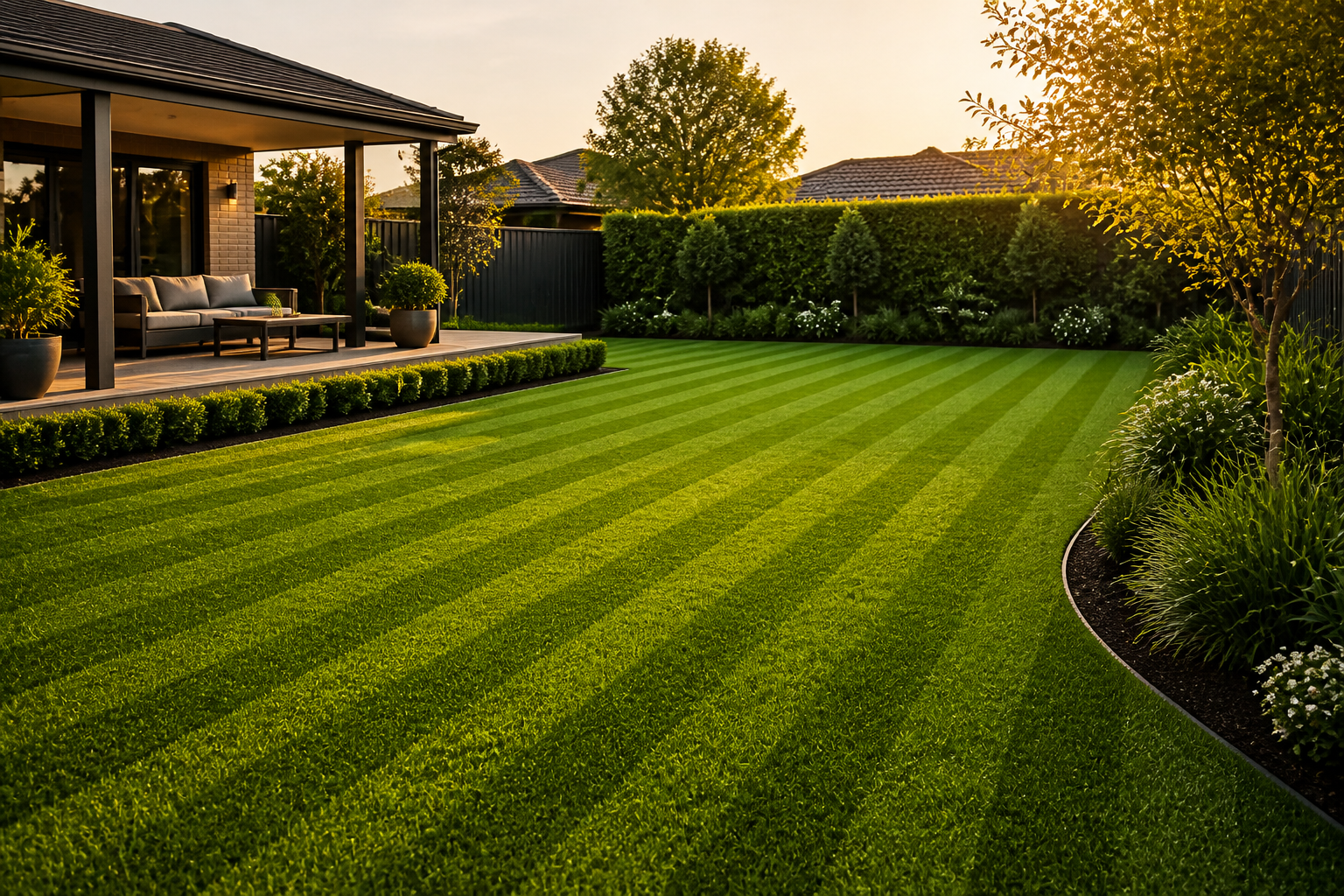 Tidy finished lawn and garden