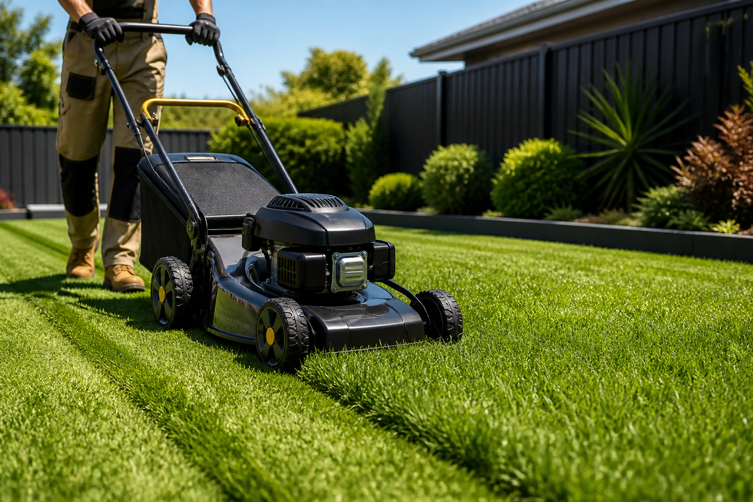 Fresh mowing work in progress